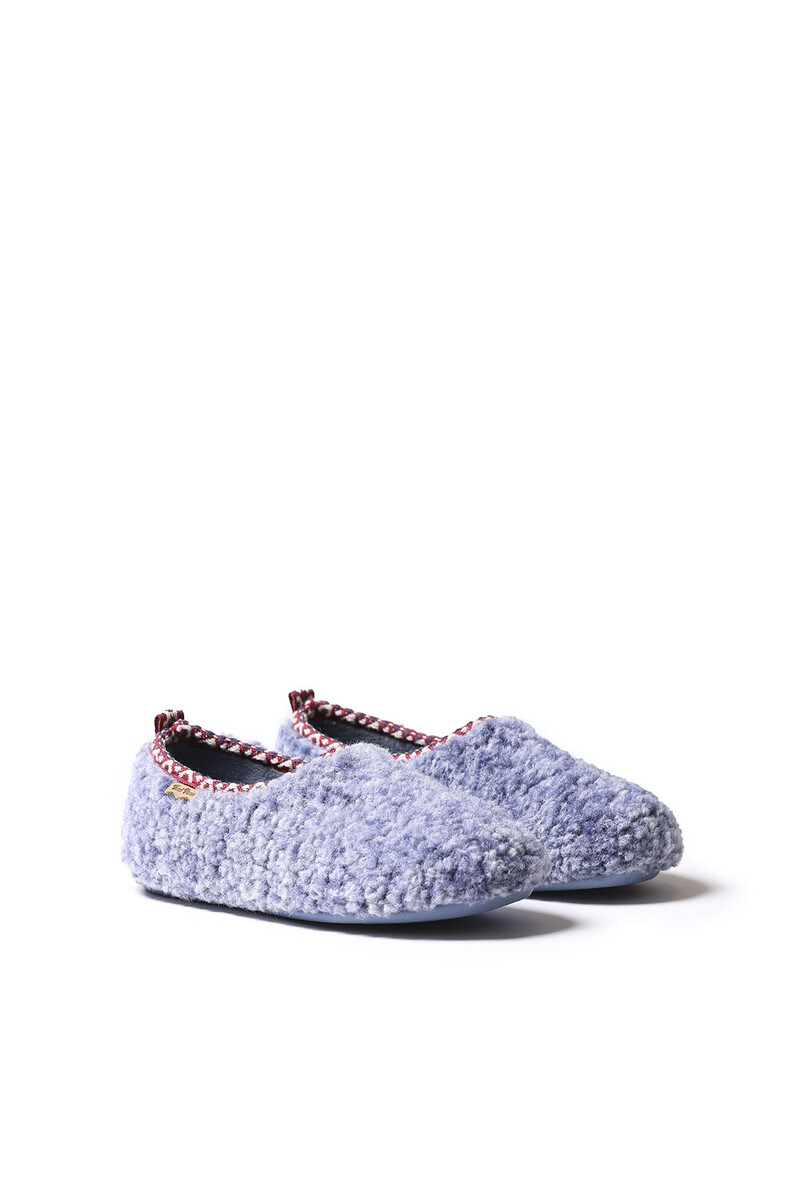 Women'secret Zapatilla Tipo Babucha Para Mujer En Borrego Azul