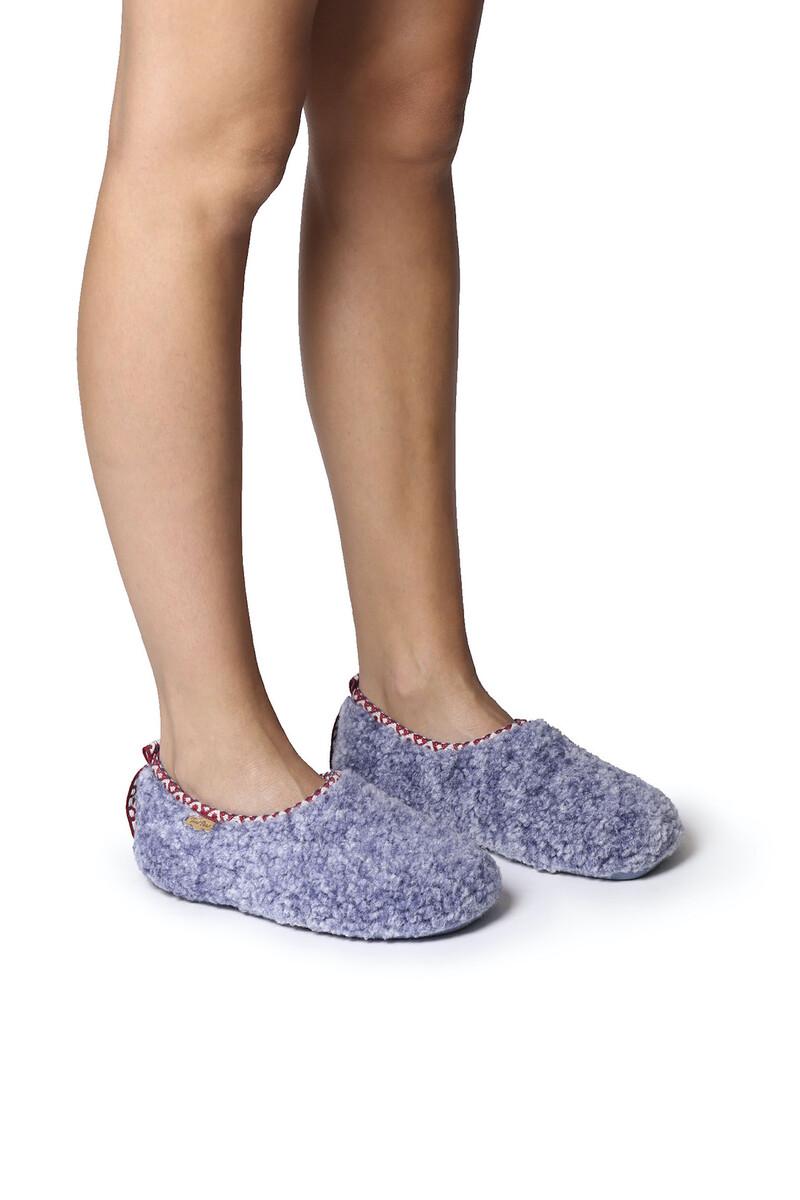 women'secret Zapatilla tipo babucha para mujer en borrego azul