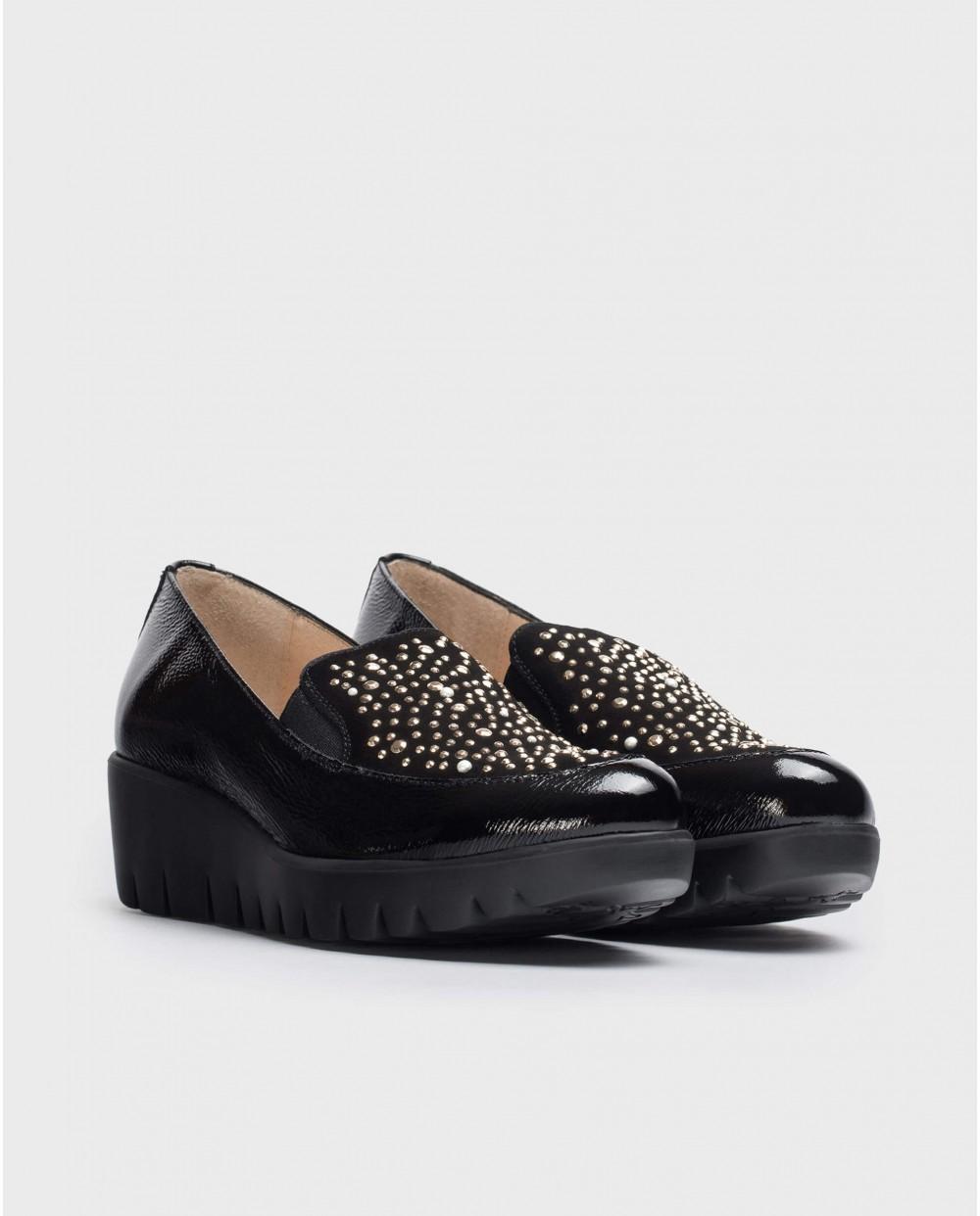 Wonders Mocasines DIAMANT Charol Negros