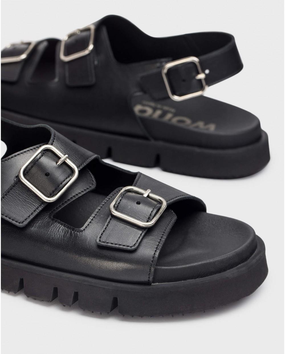 Wonders Sandalias BIRK Negro
