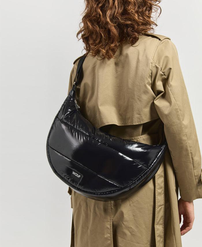 Wouf Black Glossy Large Crossbody Bag