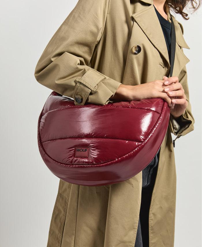 Wouf Burgundy Glossy Large Crossbody Bag