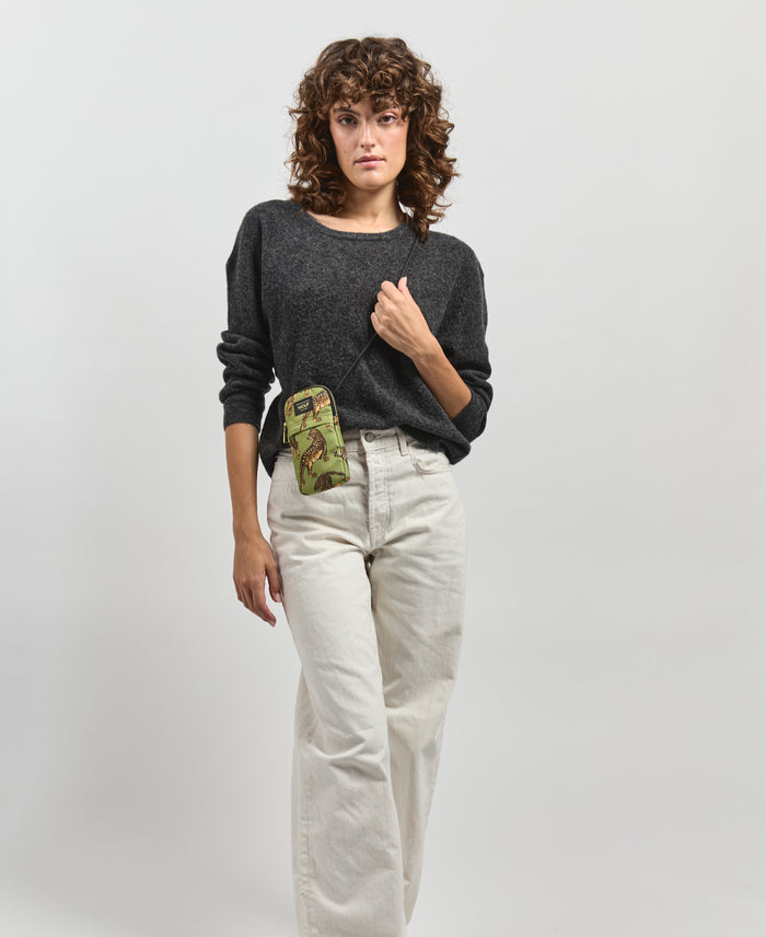 Wouf Olive Leopard Crossbody Phone Bag