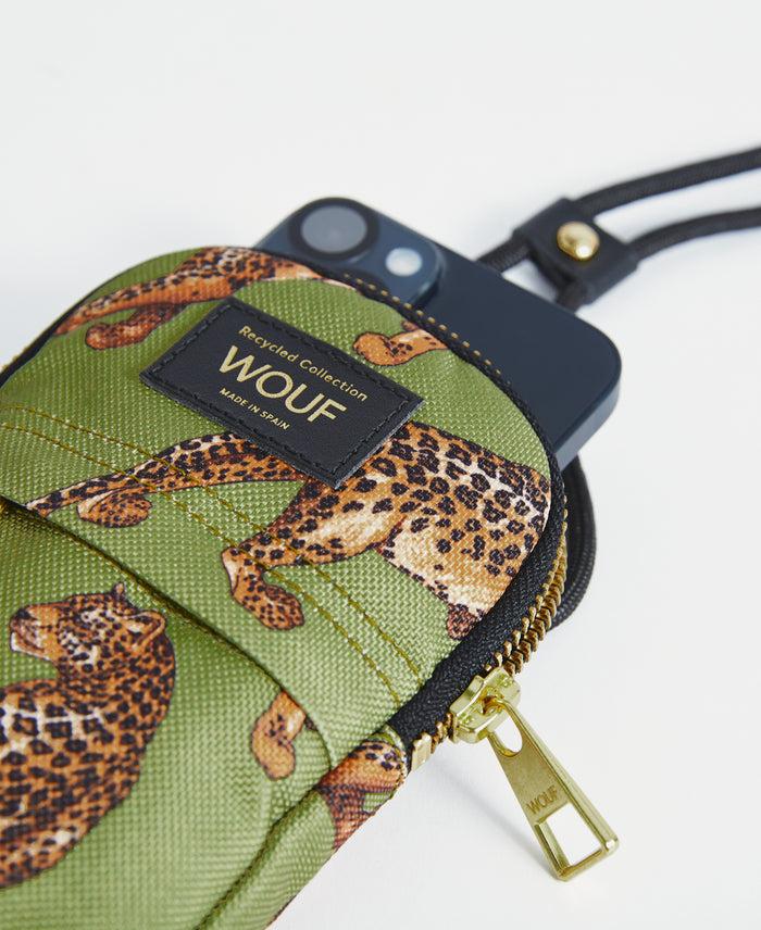 Wouf Olive Leopard Crossbody Phone Bag