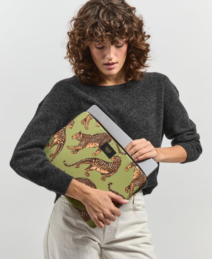 Wouf Olive Leopard Laptop Sleeve 15&16