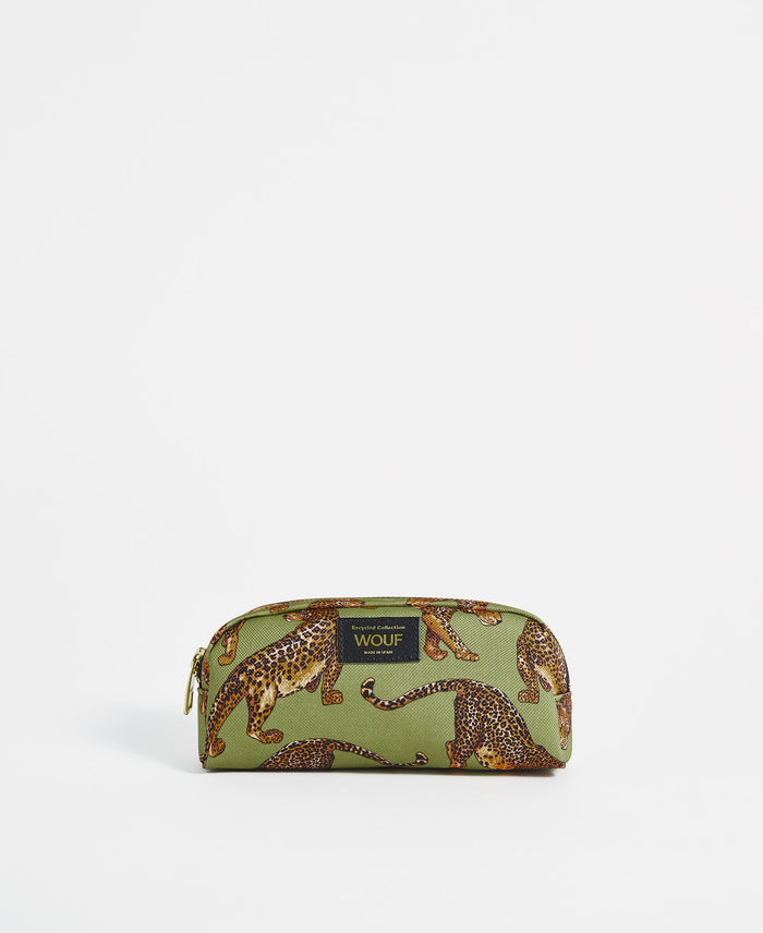 wouf Olive Leopard Makeup Bag