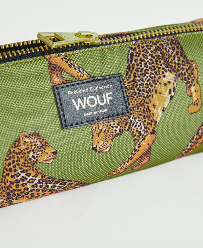 Wouf Olive Leopard Pencil Case