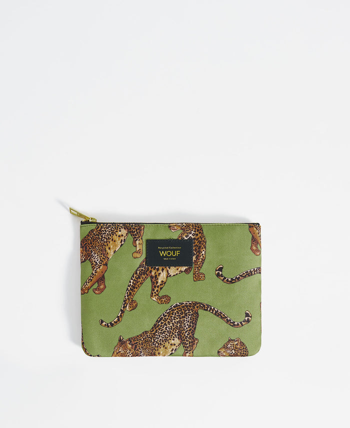 wouf Olive Leopard Pouch
