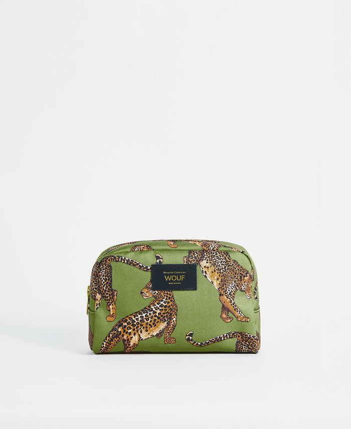 wouf Olive Leopard Toiletry Bag