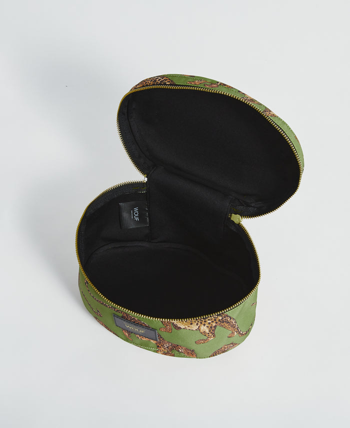 Wouf Olive Leopard Vanity Bag
