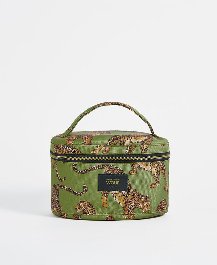 wouf Olive Leopard Vanity Bag