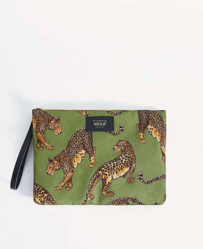 wouf Olive Leopard XL Pouch Bag