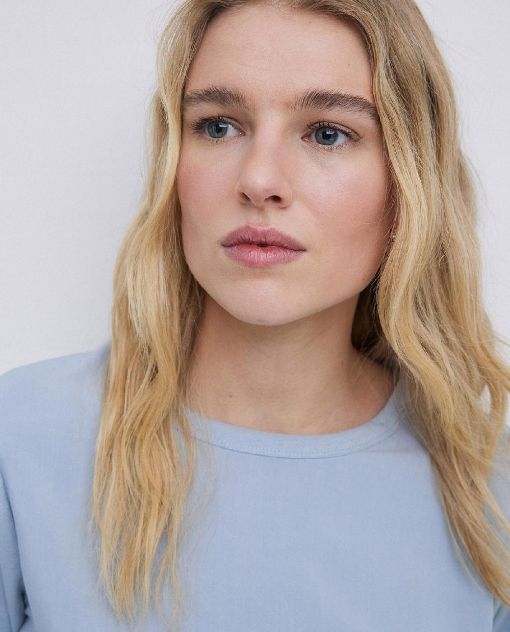 Yerse Camiseta Bimateria Escote Redondo Azul Grisáceo