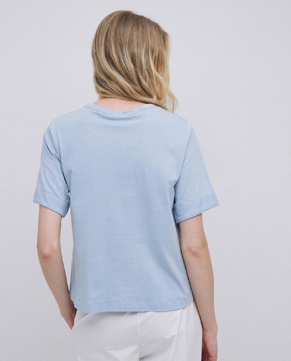 Yerse Camiseta Bimateria Escote Redondo Azul Grisáceo