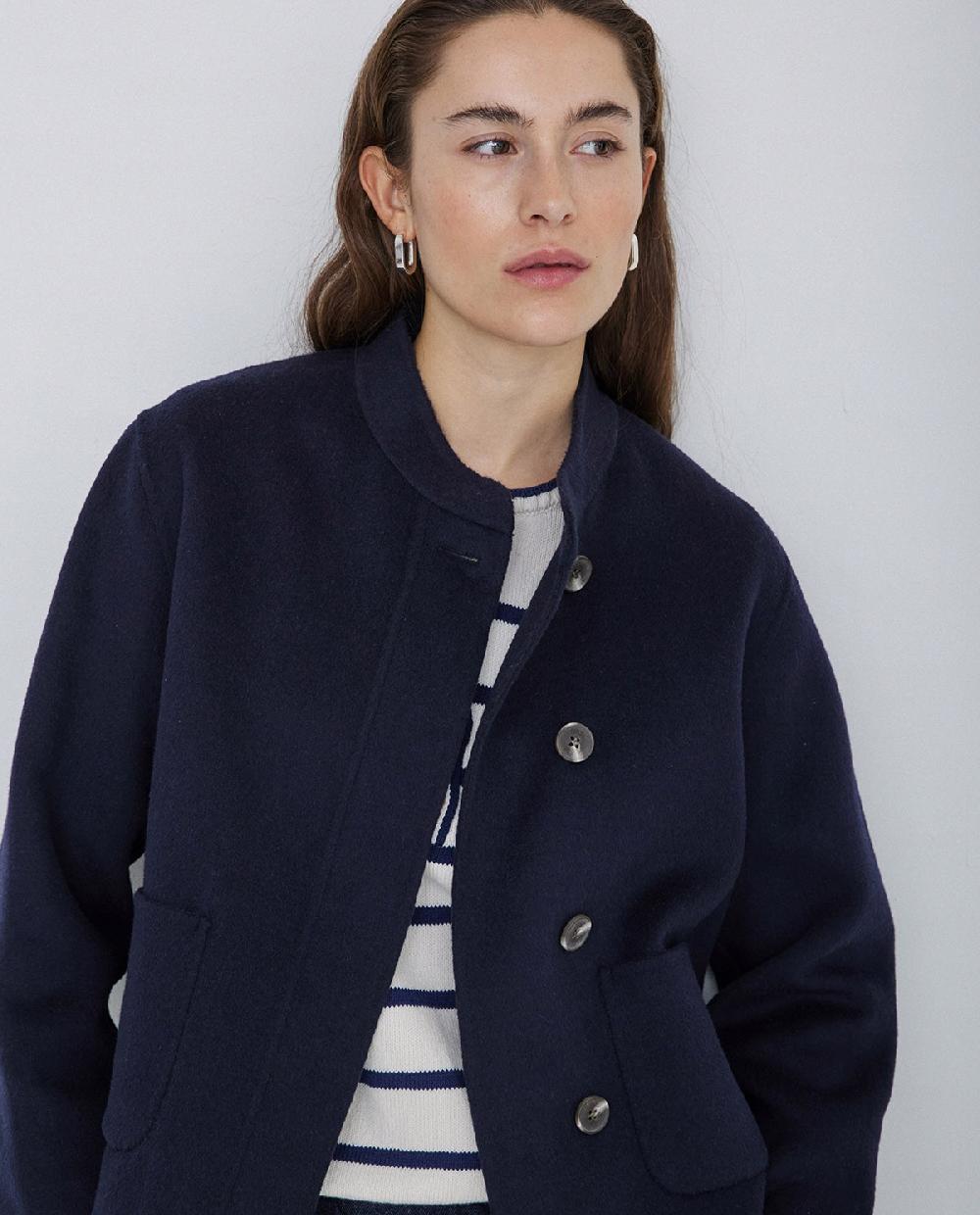 Yerse Chaqueta Handmade Tejido Doble Faz Azul Oscuro