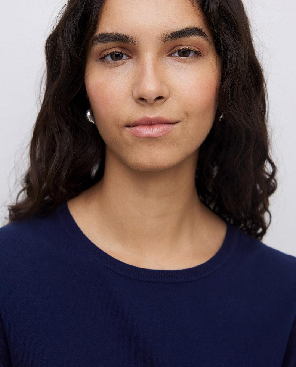 Yerse Jersey Escote Redondo Algodón Orgánico Azul Oscuro
