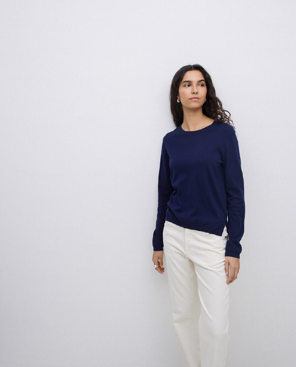 Yerse Jersey Escote Redondo Algodón Orgánico Azul Oscuro