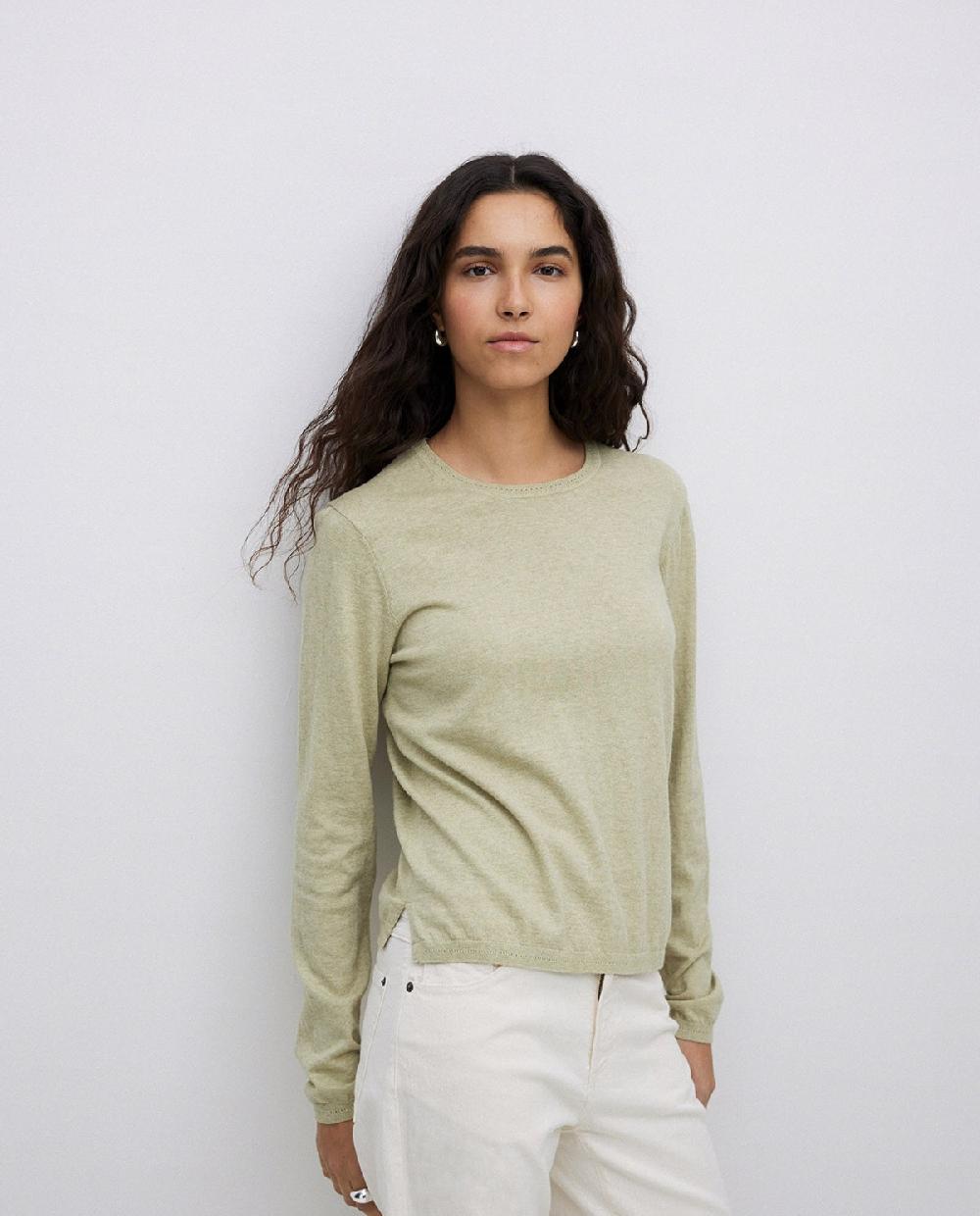 Yerse Jersey Escote Redondo Algodón Orgánico Verde Claro