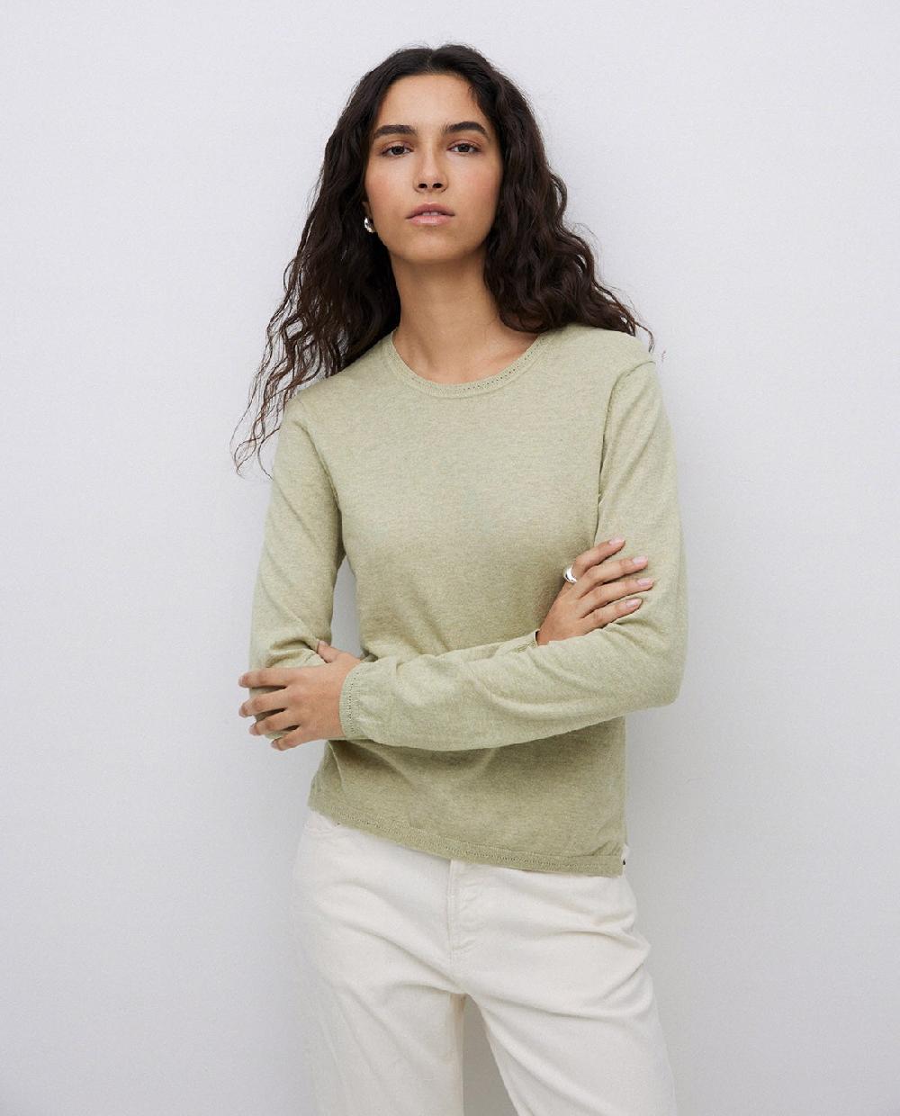 Yerse Jersey Escote Redondo Algodón Orgánico Verde Claro