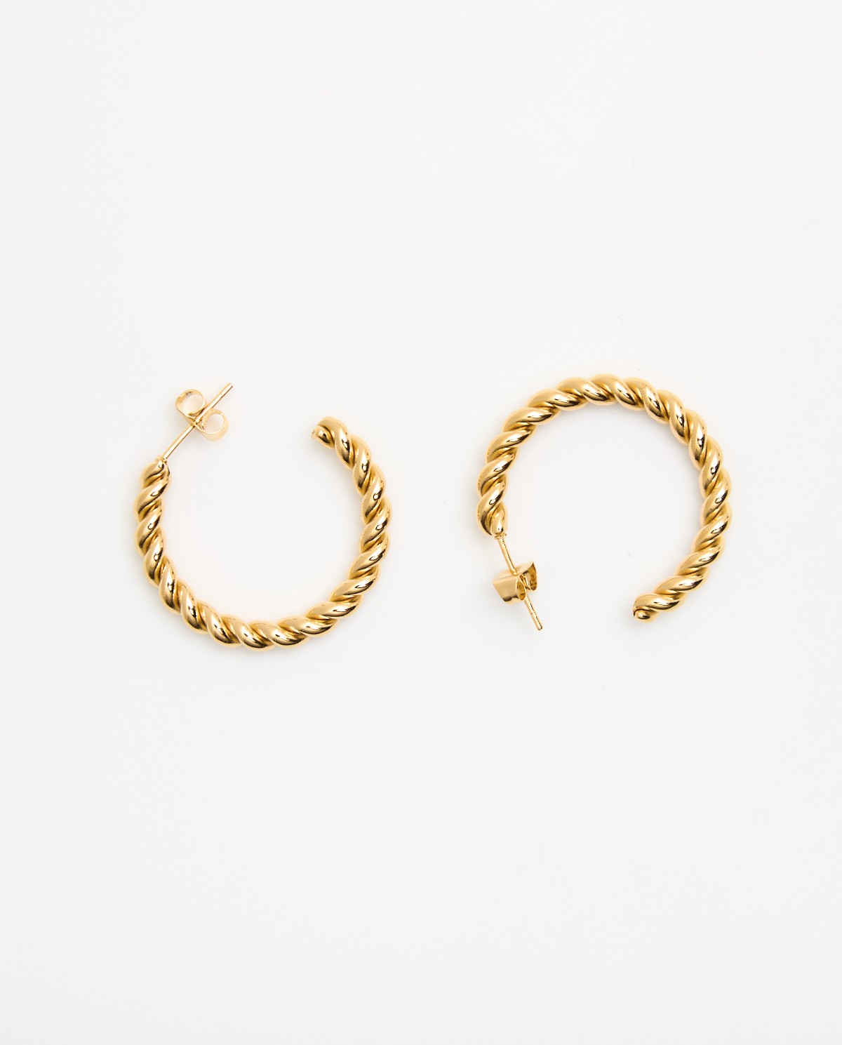 yerse Pendientes aro trenzado bañados en oro dorado