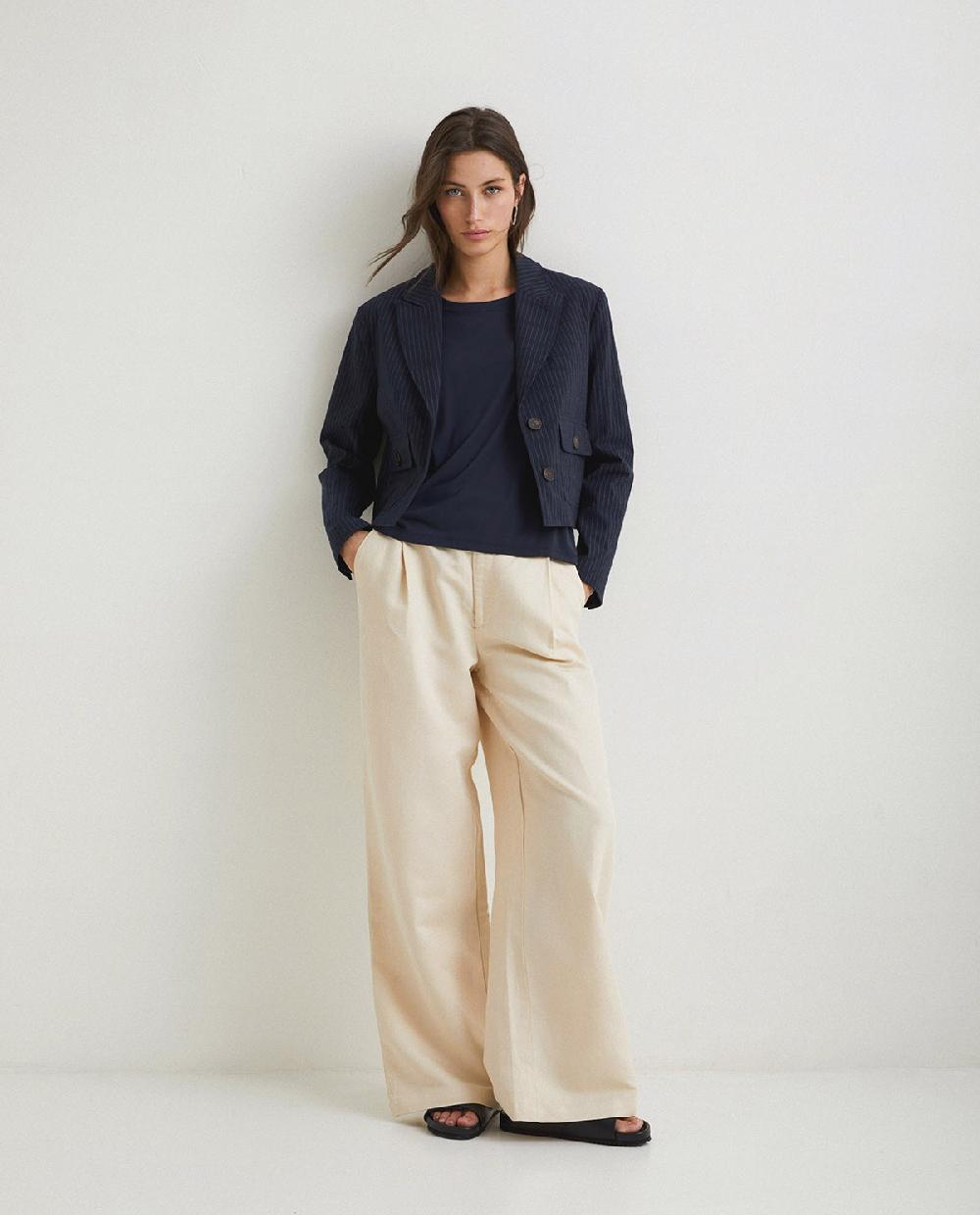 yerse Americana corta raya diplomática azul oscuro