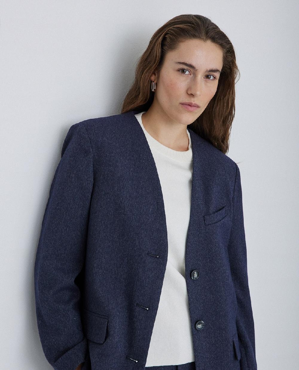 Yerse Americana Diseño Monocolor Azul Marino