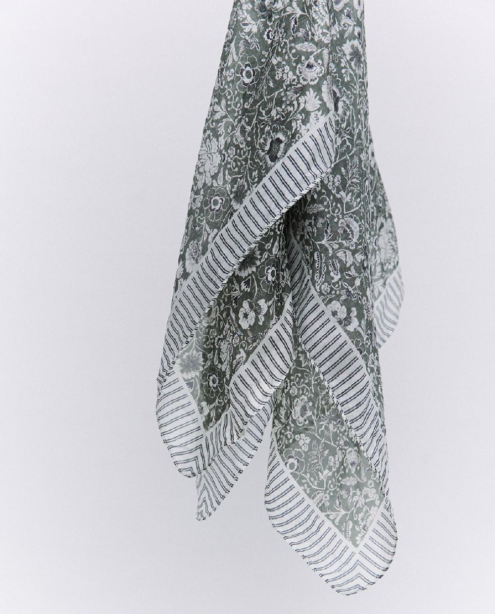 Yerse Bandana 100% Seda Floral Caqui