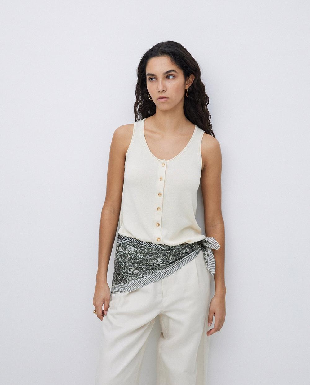 Yerse Bandana 100% Seda Floral Caqui