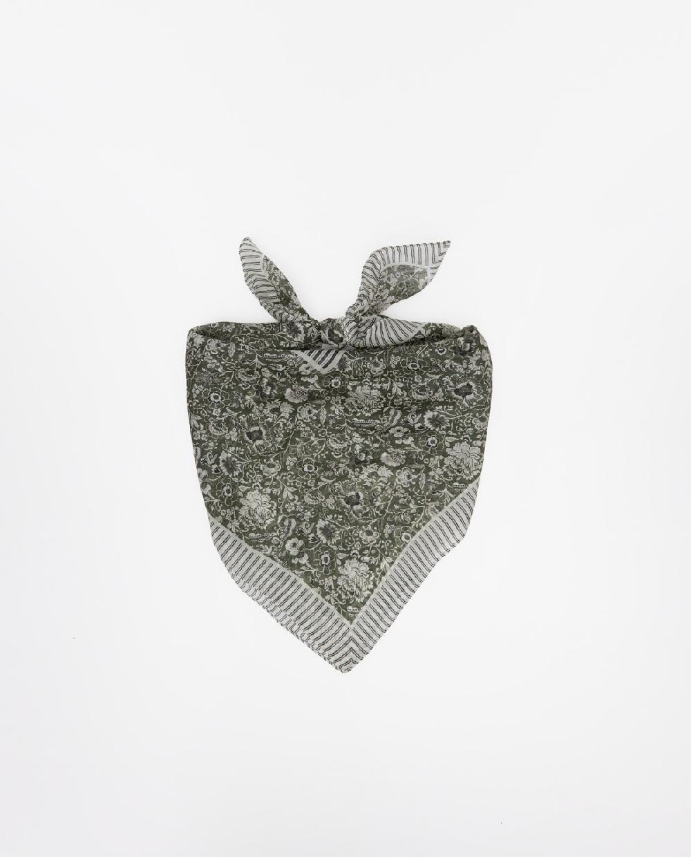 yerse Bandana 100% Seda floral caqui