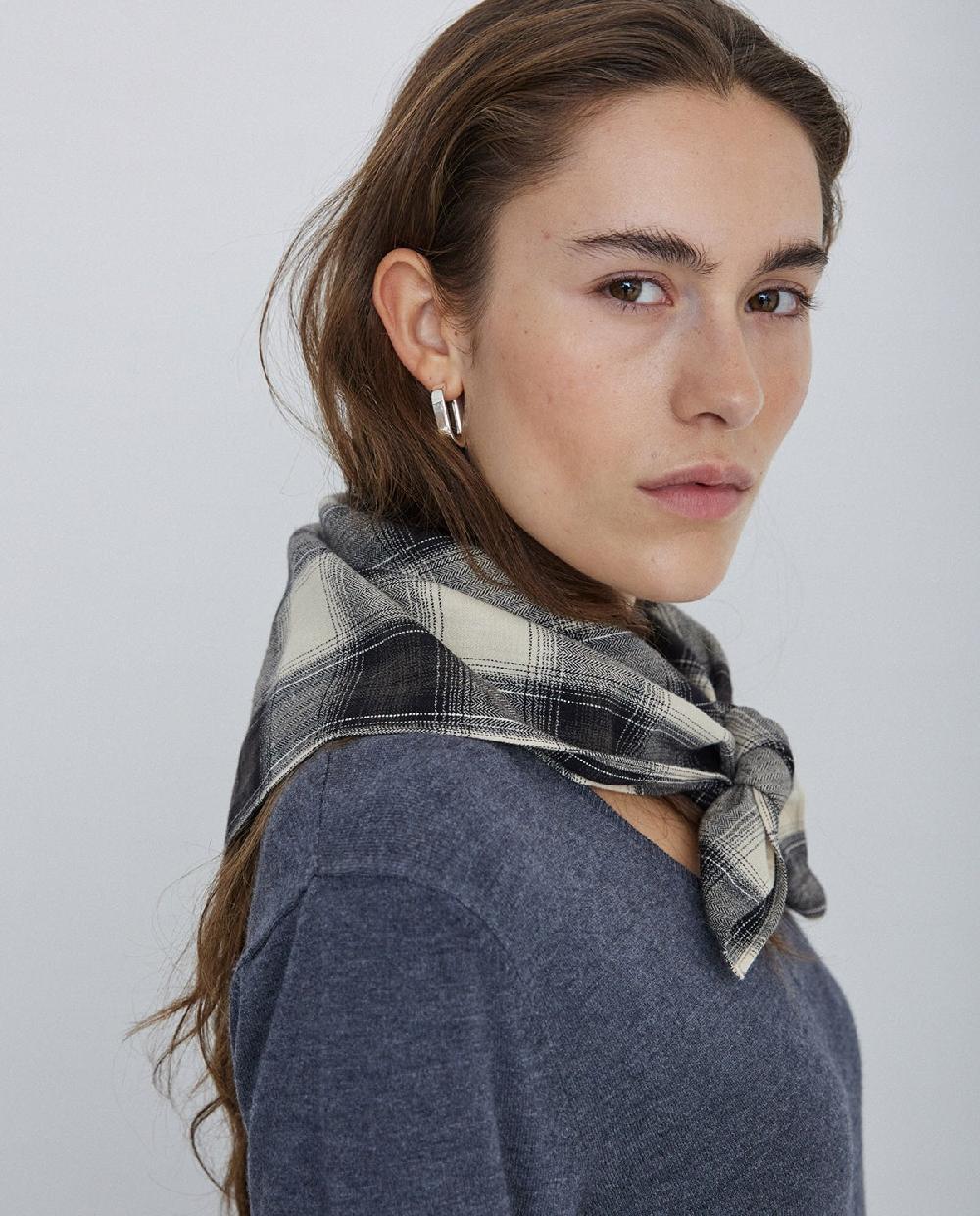 Yerse Bandana Algodón Cuadros Negro