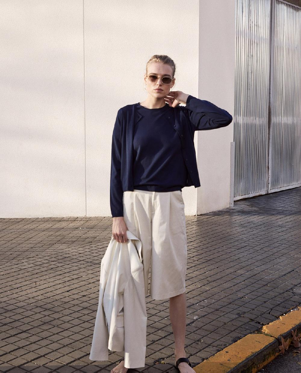 Yerse Bermudas Tejido Gabardina Blanco Roto