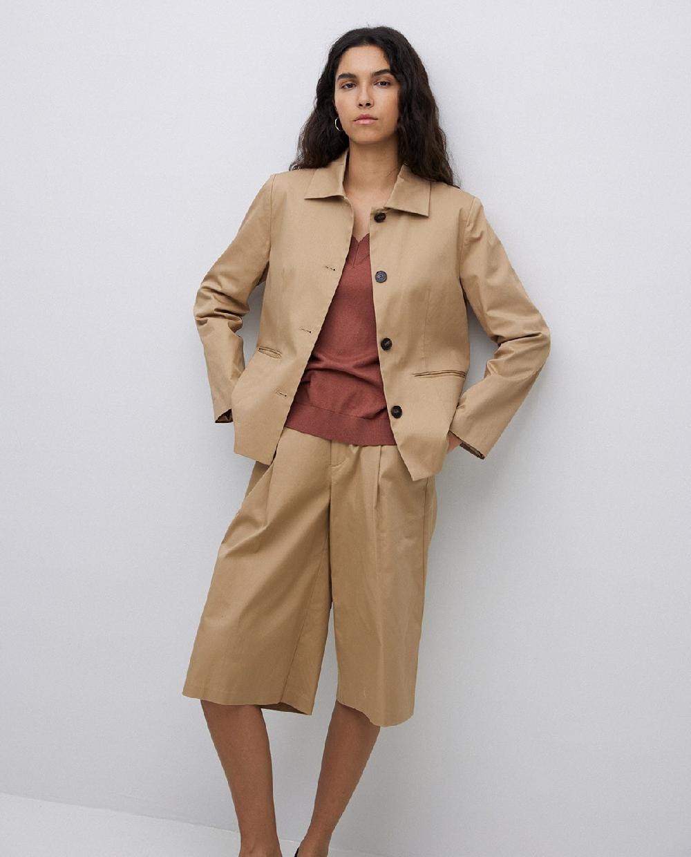 Yerse Bermudas Tejido Gabardina Camel