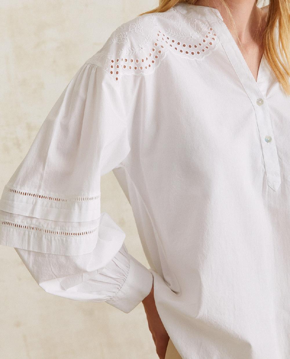 Yerse Blusa Algodón Bordados Blanco