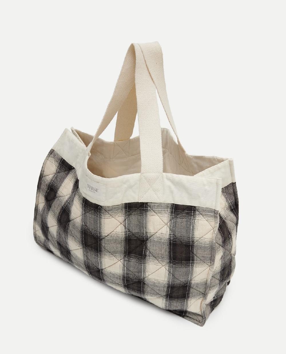 Yerse Bolsa Cuadros Acolchada Negro