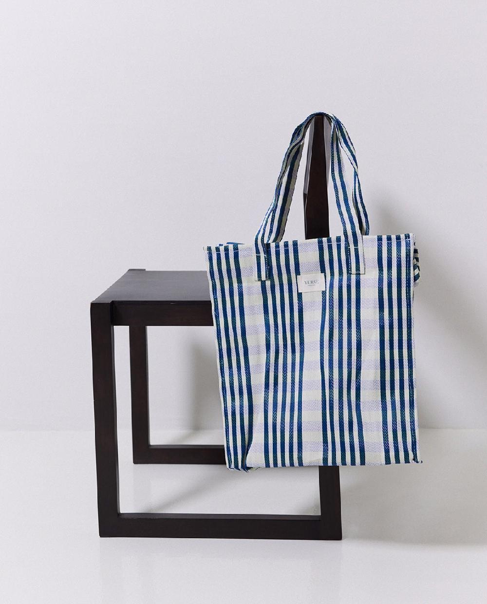 Yerse Bolsa Tote Cuadros Azul