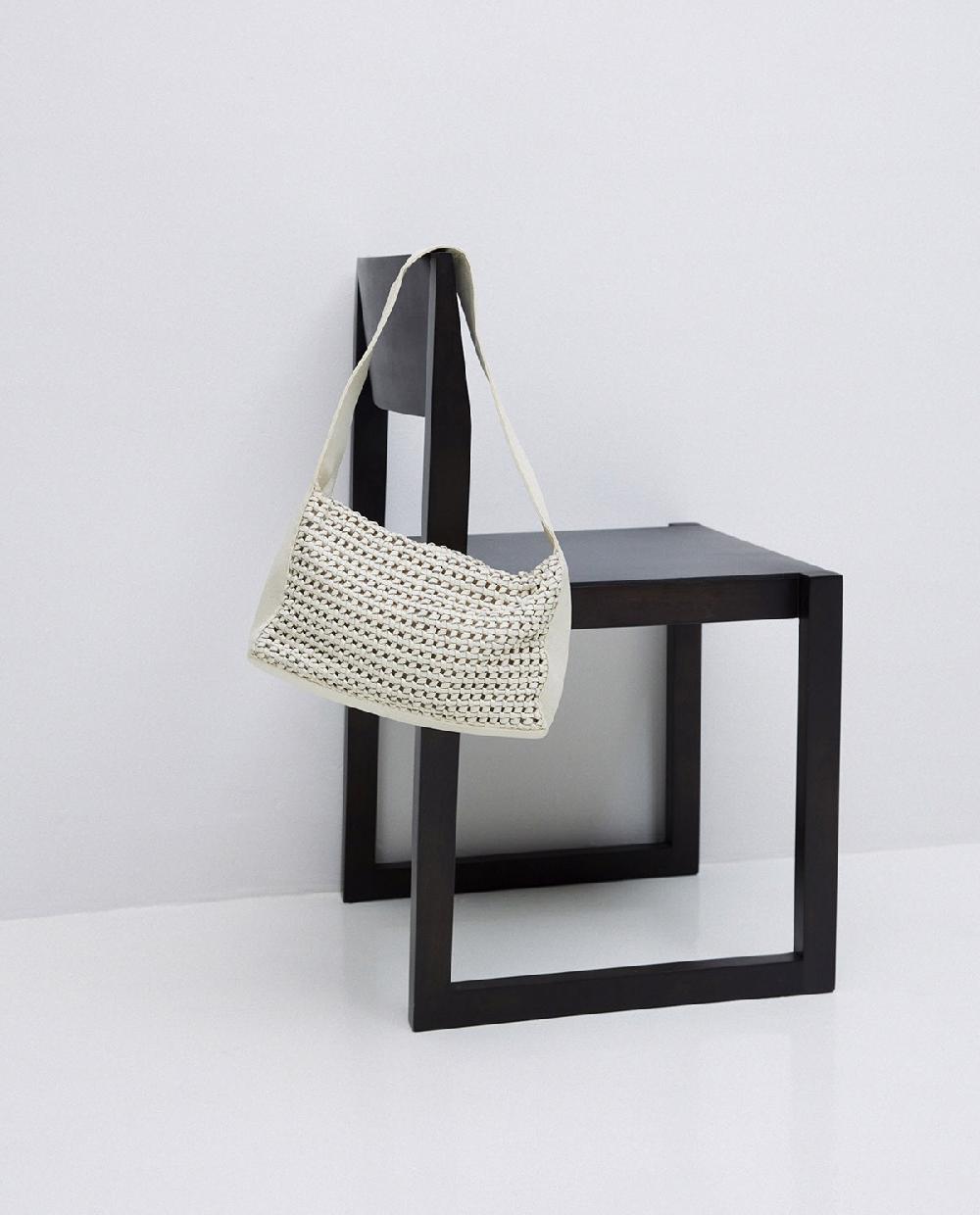 yerse Bolso handmade piel trenzado crudo