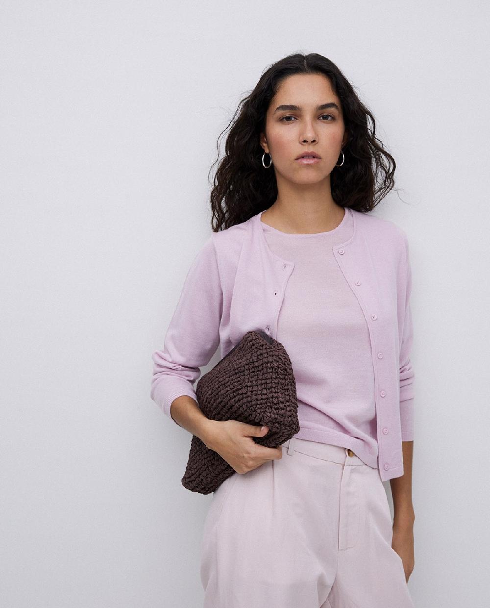 yerse Bolso handmade rafia y piel chocolate