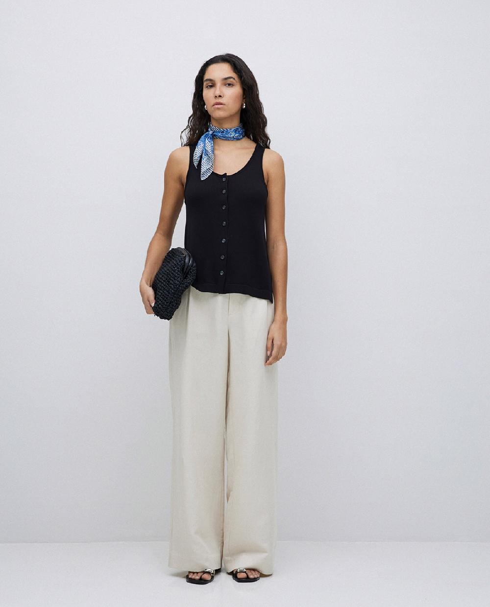 Yerse Bolso Handmade Rafia Y Piel Negro