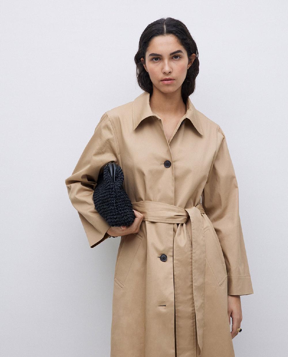 yerse Bolso handmade rafia y piel negro