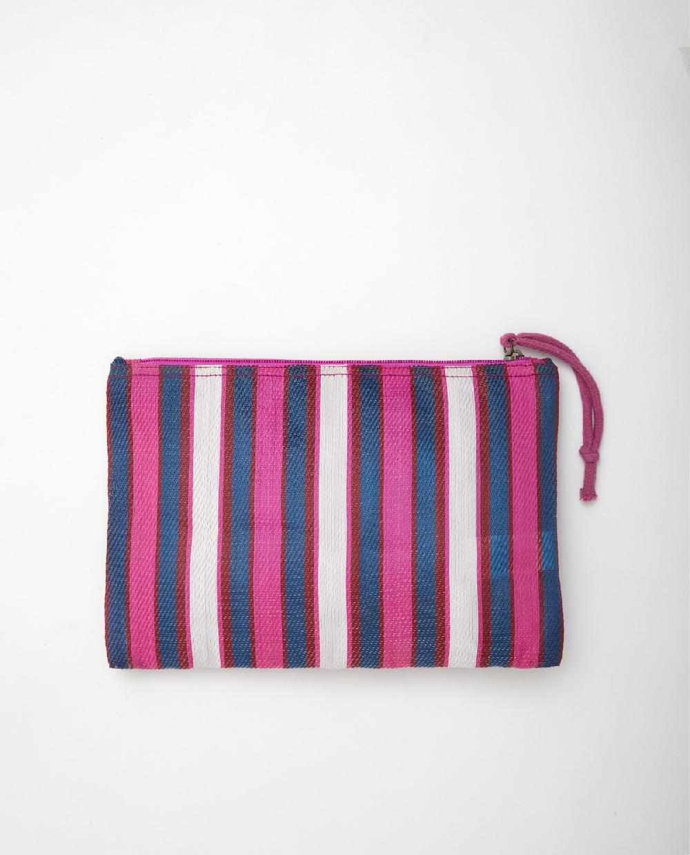Yerse Bolso Pouch Rayas Fucsia