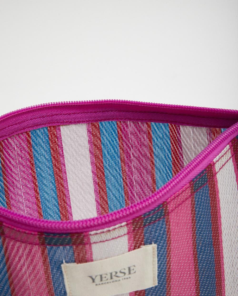 Yerse Bolso Pouch Rayas Fucsia