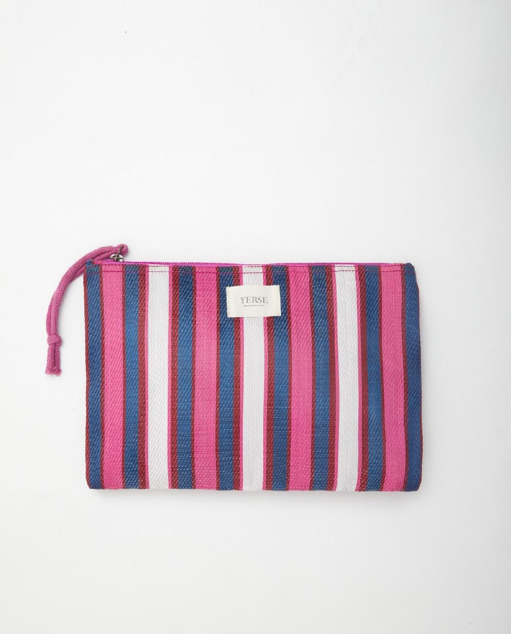 yerse Bolso pouch rayas fucsia