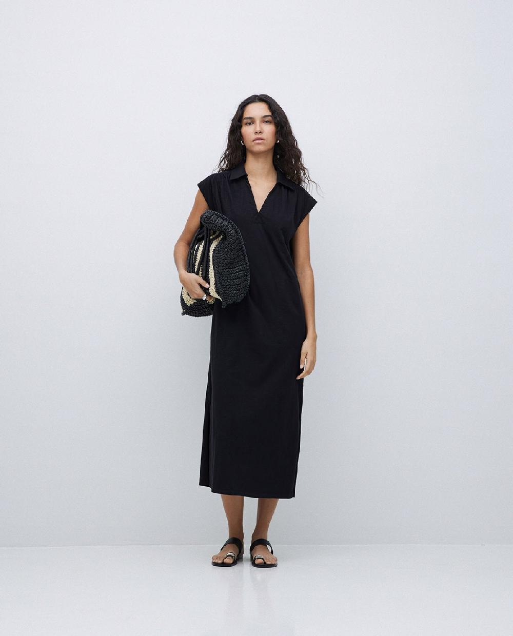 Yerse Bolso Shopper Rafia Crudo Y Negro