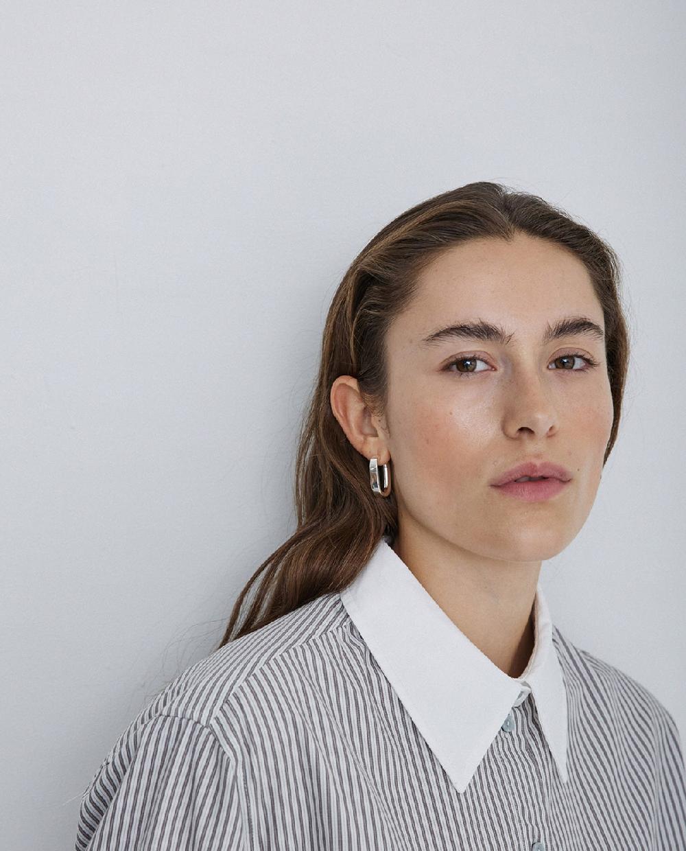 Yerse Camisa 100% Algodón Rayas Gris Claro