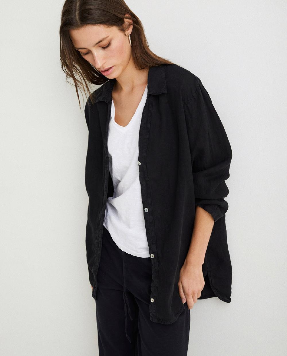 yerse Camisa 100% lino negro