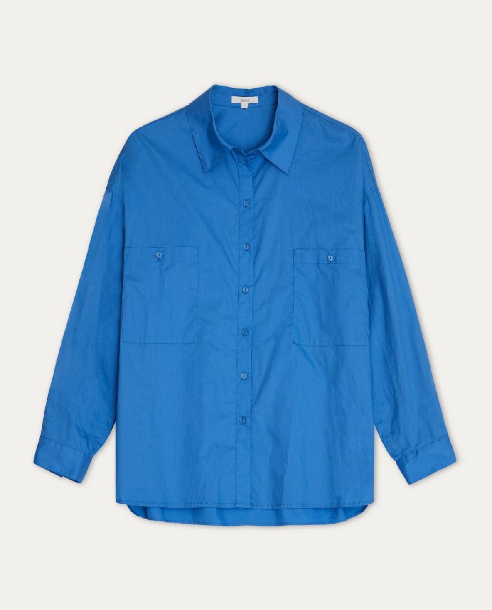 Yerse Camisa Algodón Bolsillos Azul