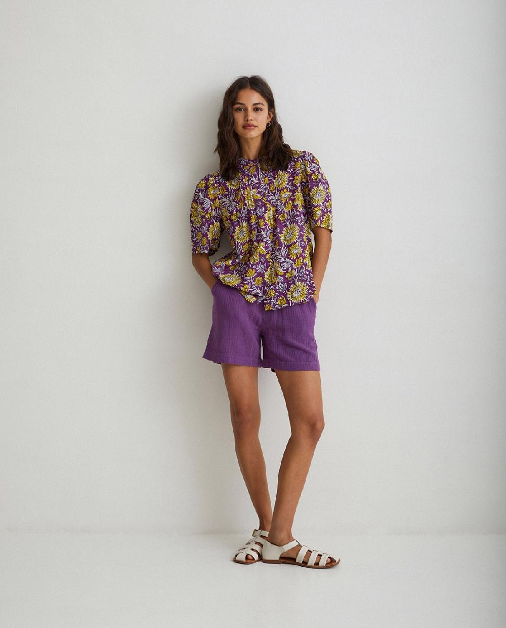 Yerse Camisa Algodón Estampada Lila