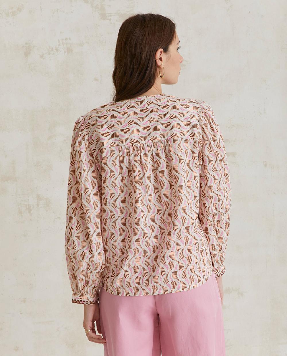 yerse Camisa Algodón Estampada Rosa