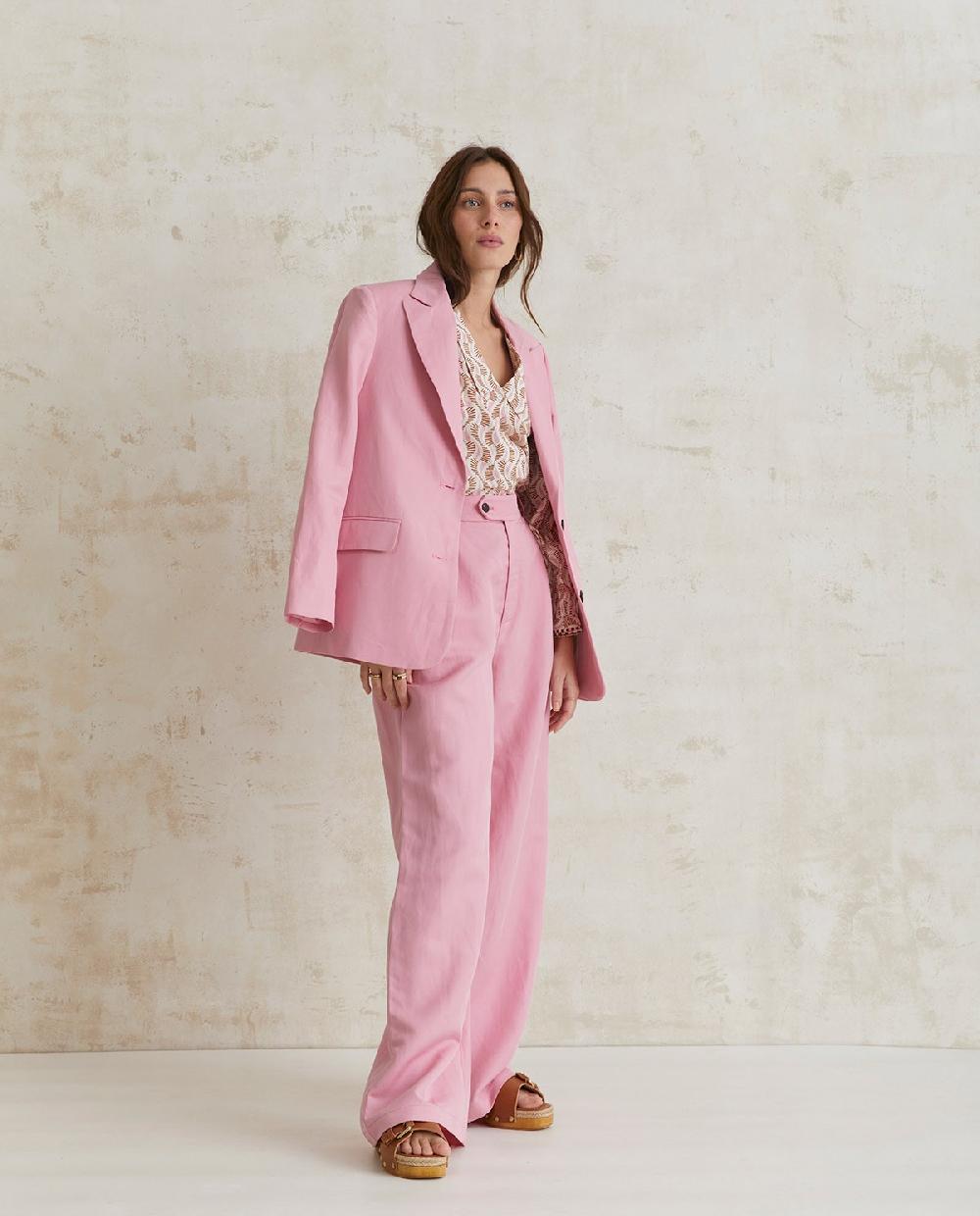 yerse Camisa Algodón Estampada Rosa