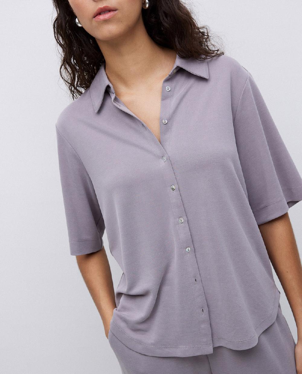 Yerse Camisa Fluida Manga Corta Gris